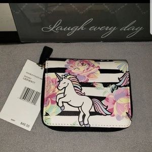 Luv Betsey Unicorn and Floral with stripes Wallet